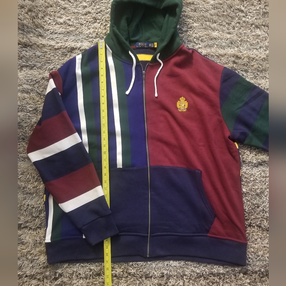 POLO *RARE* COLORBLOCK PATCHWORK EXCELLENT JACKET HOODIE HOODY RALPH LAUREN